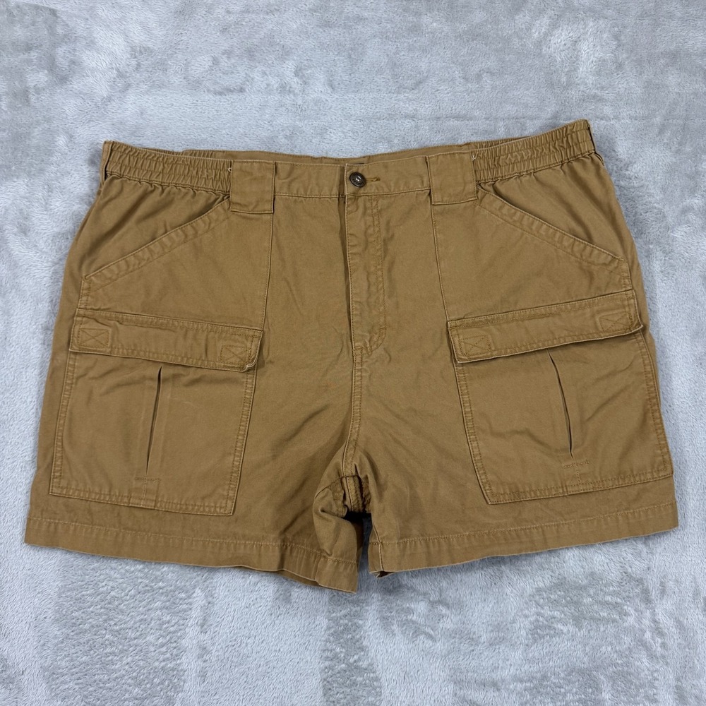 Cabelas Shorts Mens 44x4 Brown Canvas Trail Hiking Outdoors Cargo Stretch Waist